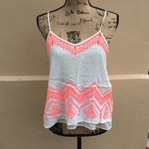 Embroidered Neon Boho Top
